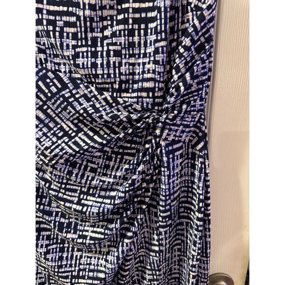 NWT Chaps Navy Blue White Sleeveless Knit Gathered Waist Dress Sz XL Career - Picture 6 of 8